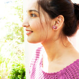 Bow earrings | Mauve fringe tassel earrings