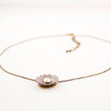 Vintage style choker necklace with gray beige enamel pendant