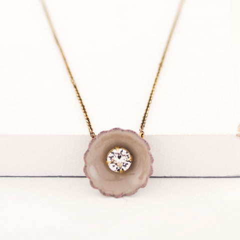 Gray beige pendant necklace