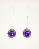 Purple gray dangle earrings with swarovski crystals