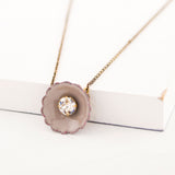 Beige enamel pendant necklace