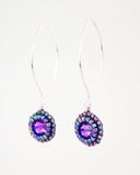 Purple gray dangle earrings with swarovski crystals