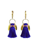 blue pink tassel earrings