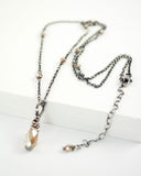 Silver bronze brown swarovski pendant necklace