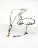 Silver bronze brown swarovski pendant necklace