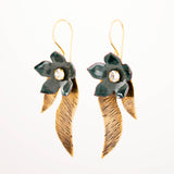 Brass leaves earrings