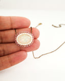 White rainbow opal necklace | gold brass necklace