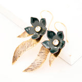 Dark gray flower earrings