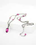 Silver fuchsia pink swarovski pendant necklace
