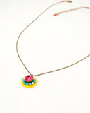 Pink yellow and turquoise swarovski pendant necklace