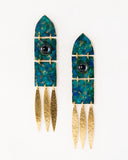 Green blue patina statement earrings by Exquistry, handmade in Seattle