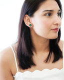 Emerald green swarovski delicate stud earrings