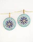 turquoise blue circle dangle earrings by exquistry, handmade in Seattle