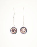 Gray blush dangle earrings with swarovski crystals