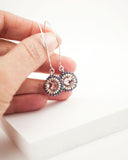 Gray blush dangle earrings with swarovski crystals