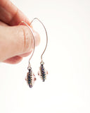 Gray blush dangle earrings with swarovski crystals