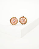 Peach pink swarovski stud earrings