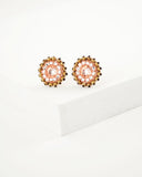 Peach pink swarovski stud earrings