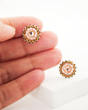 Peach pink swarovski stud earrings