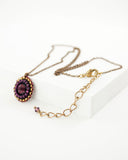 Burgundy swarovski delicate brass chain necklace