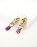 Brass and silver dangles with pink corundum quartz