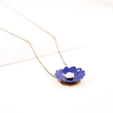 Royal blue dainty pendant choker necklace with clear crystal
