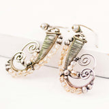 Silver dangle earrings with champagne crystals