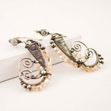 Silver dangle earrings with champagne crystals