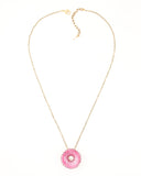 Flower pendant necklace with antique brass chain