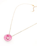 Pink enamel flower pendant | Vintage inspired necklace