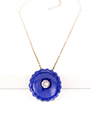 Cobalt blue flower necklace