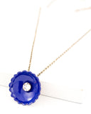 Cobalt blue enamel flower pendant | Vintage inspired necklace