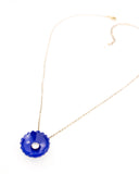 Cobalt blue enamel flower pendant | Vintage inspired necklace