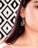 Silver dangle earrings with champagne crystals