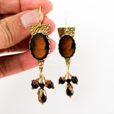 Black burnt orange brown earrings