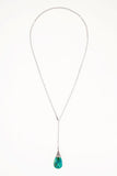 Silver semi-precious stone Y necklace