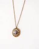 Vintage style gold tone brass necklace | custom rhinestone jewelry