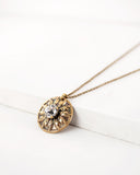 Vintage style gold tone brass necklace | custom rhinestone jewelry