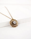 Vintage style gold tone brass necklace | custom rhinestone jewelry