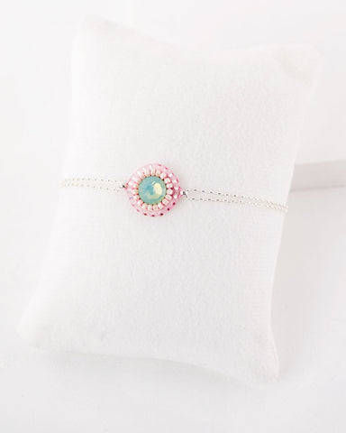 Delicate baby pink and teal swarovski bracelet