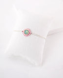 Delicate baby pink and teal swarovski bracelet