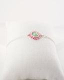 Delicate baby pink and teal swarovski bracelet