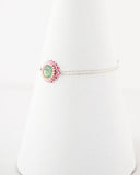 Delicate baby pink and teal swarovski bracelet