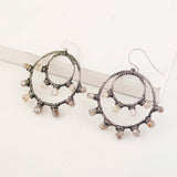 Beige stone silver earrings