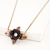 Antique brass leaf necklace