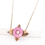 Pink enamel flower necklace