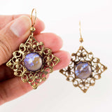 Purple and gold Victorian inspired dangle earrings