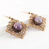 Antique gold filigree drop earrings