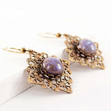 Purple and gold Victorian inspired dangle earrings