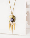 Celestial necklace | brass tribal spike and purple opal statement necklace